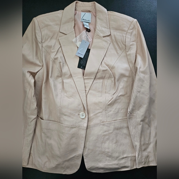 NWT - Lamb Leather Lane Collection Light Tan Blazer - Size 16 - Picture 8 of 11